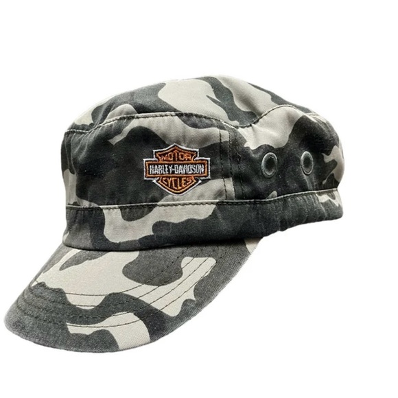 Harley Davidson Patrol Cap Strap Camo Motorcycle Biker Hat Embroidered Cabo - Picture 1 of 6